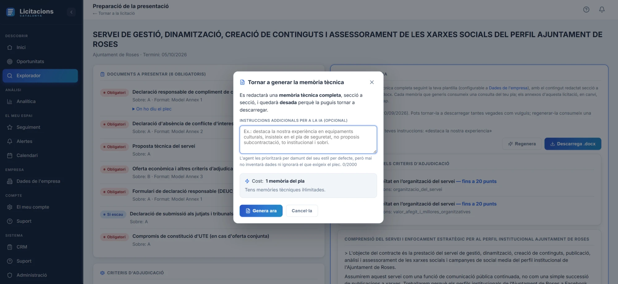 Captura de l’app: Les teves instruccions